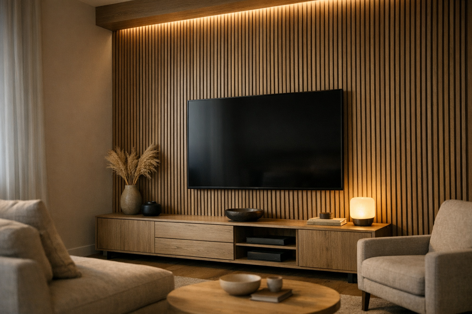 Warm Vertical Slat Wall
