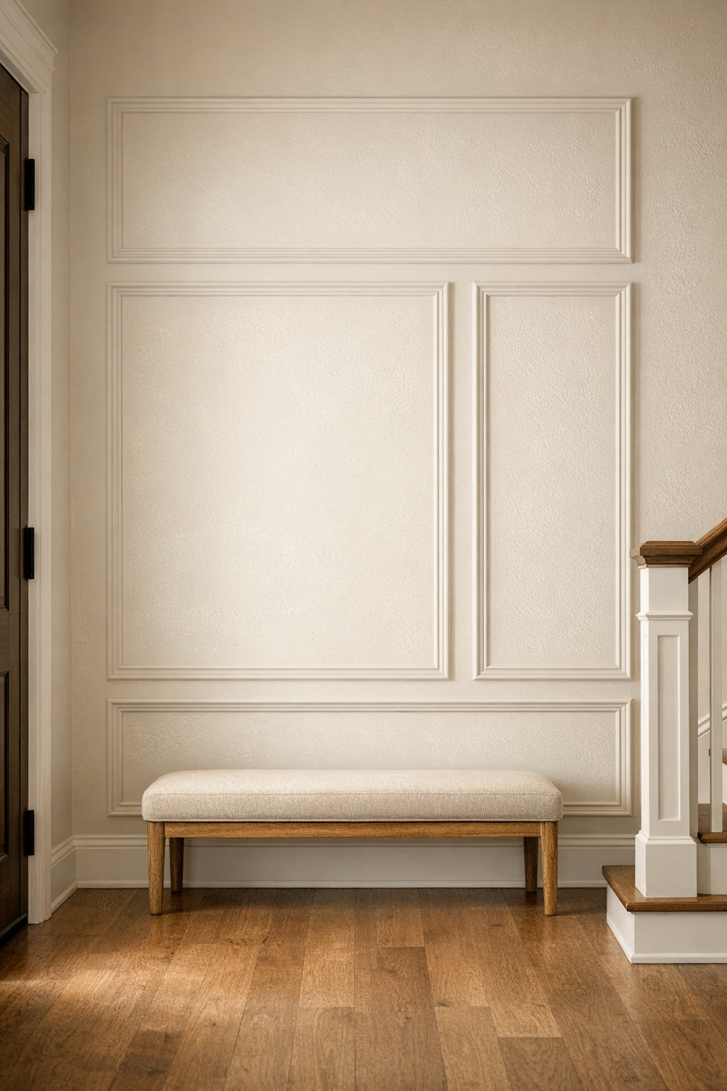 Decorative wall moulding on blank entry wall
