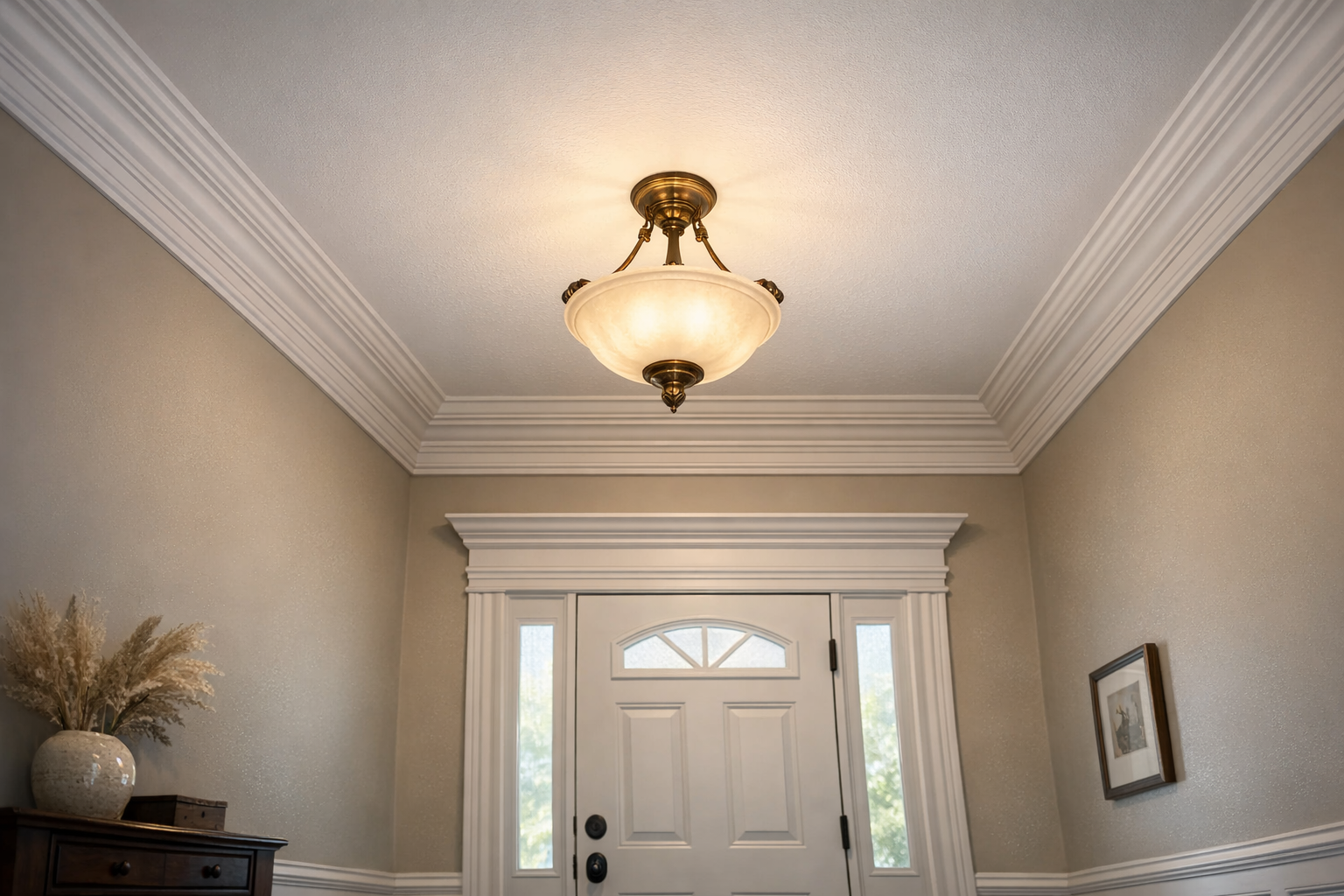 Crown moulding in defined foyer