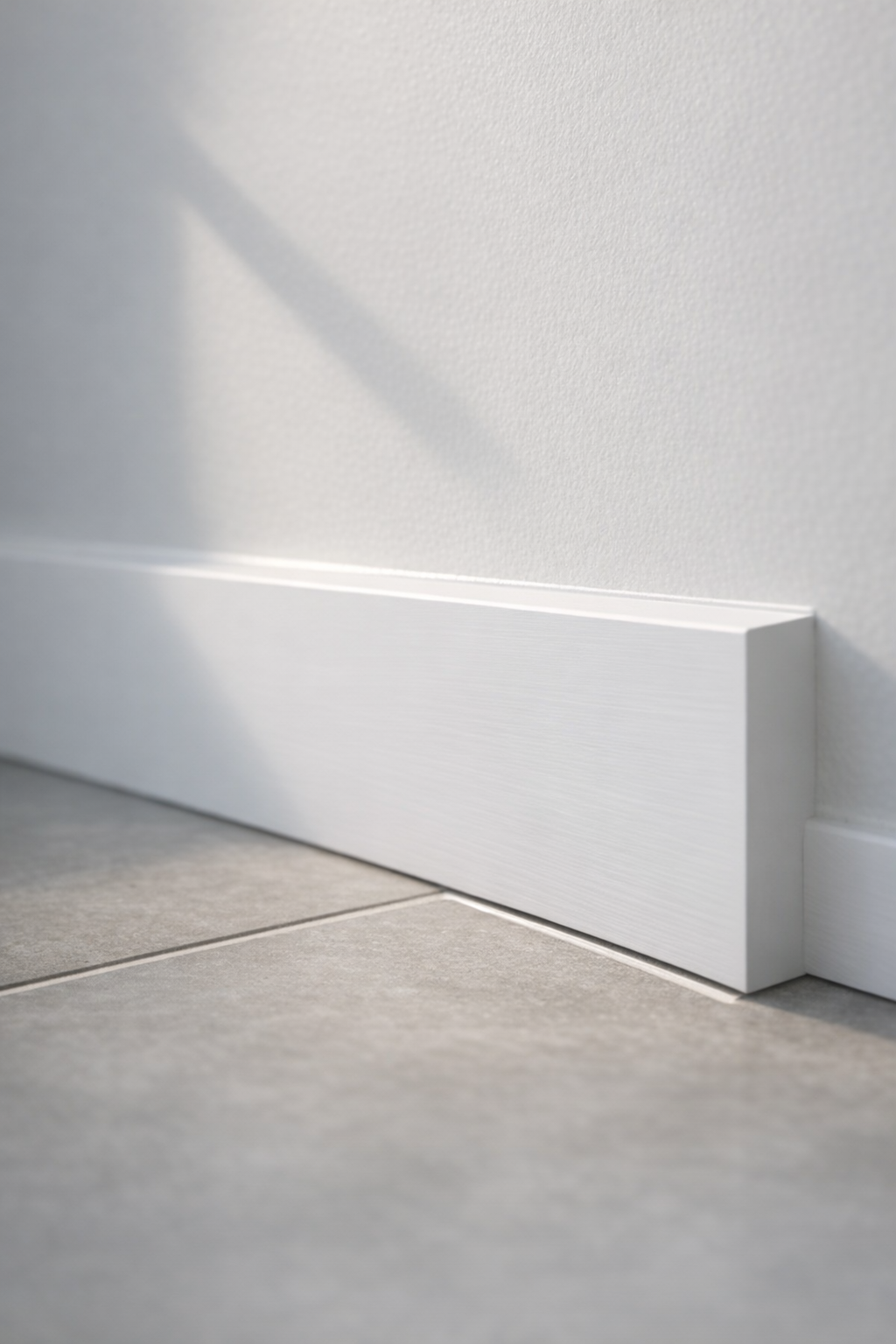 Sunlight on Flat Baseboard and Tile Edge
