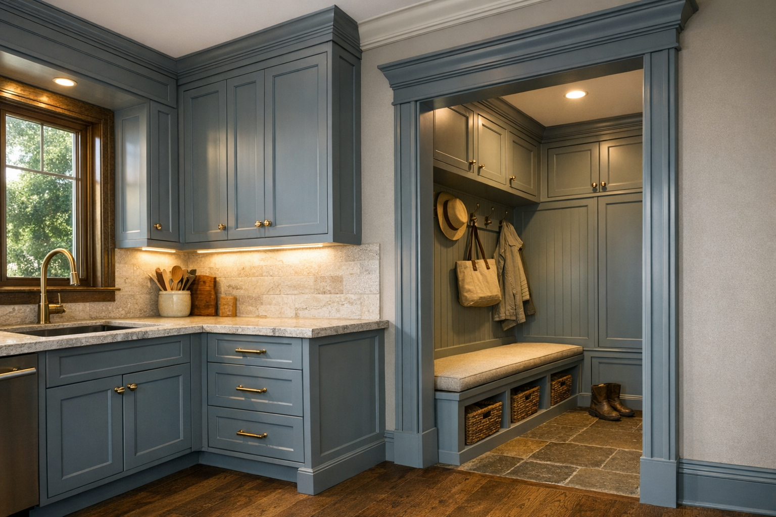 Cabinet-coordinated trim and built-ins